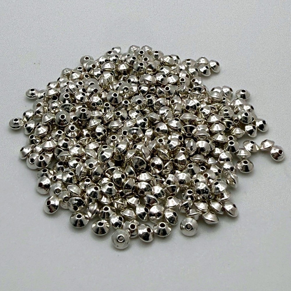 Sterling Silver 3.5mm Smooth Saucer Beads Bulk 18.34g Approx 390pcs 1mm Hole